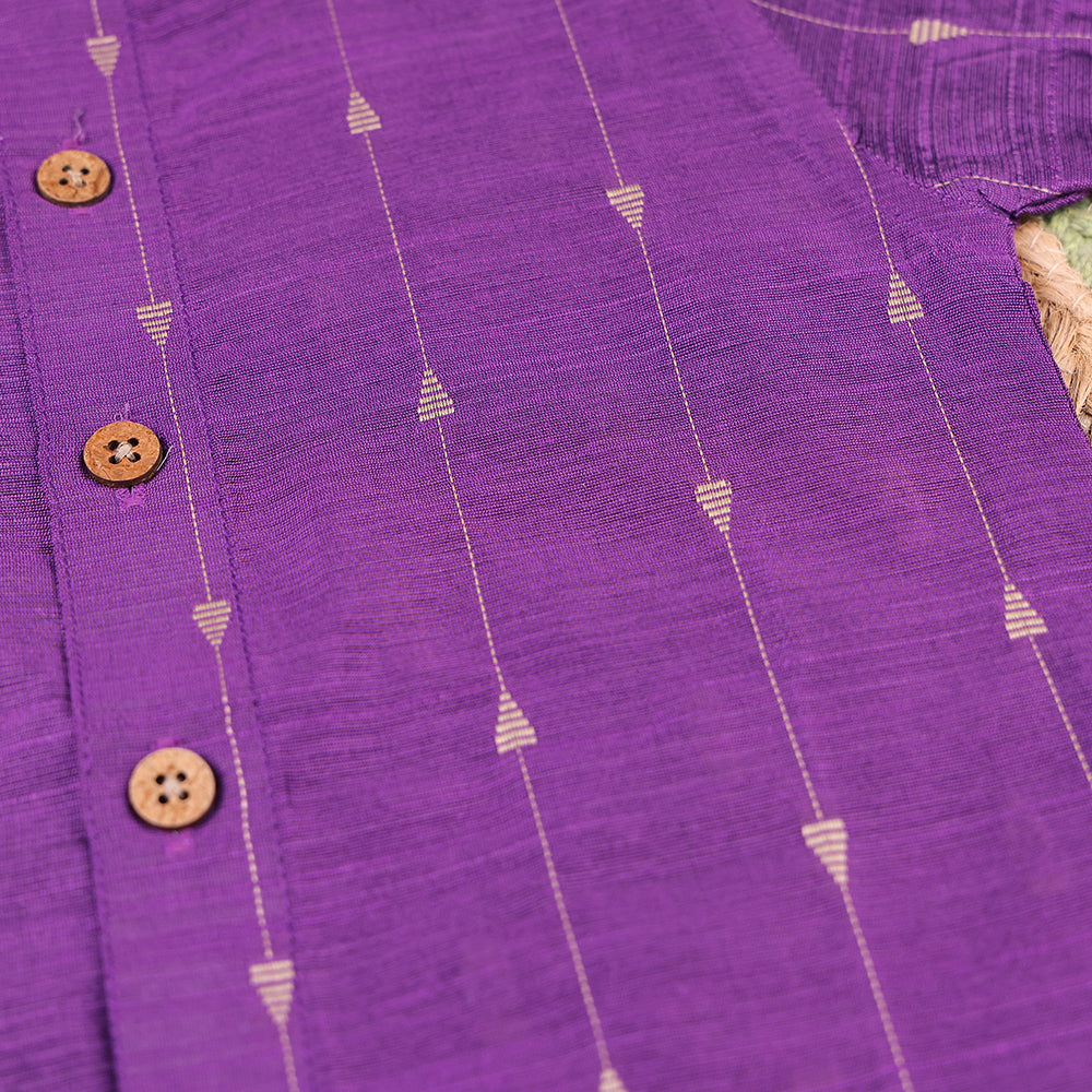 Vibrant Lavender Raw Silk Shirt with Dhoti