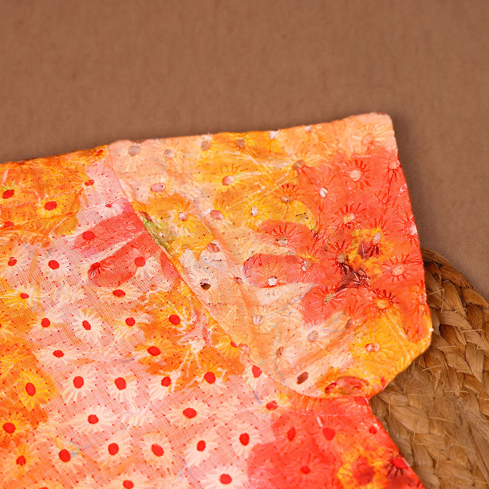 Hacoba Floral Tie-Dye Shirt – Orange & Yellow