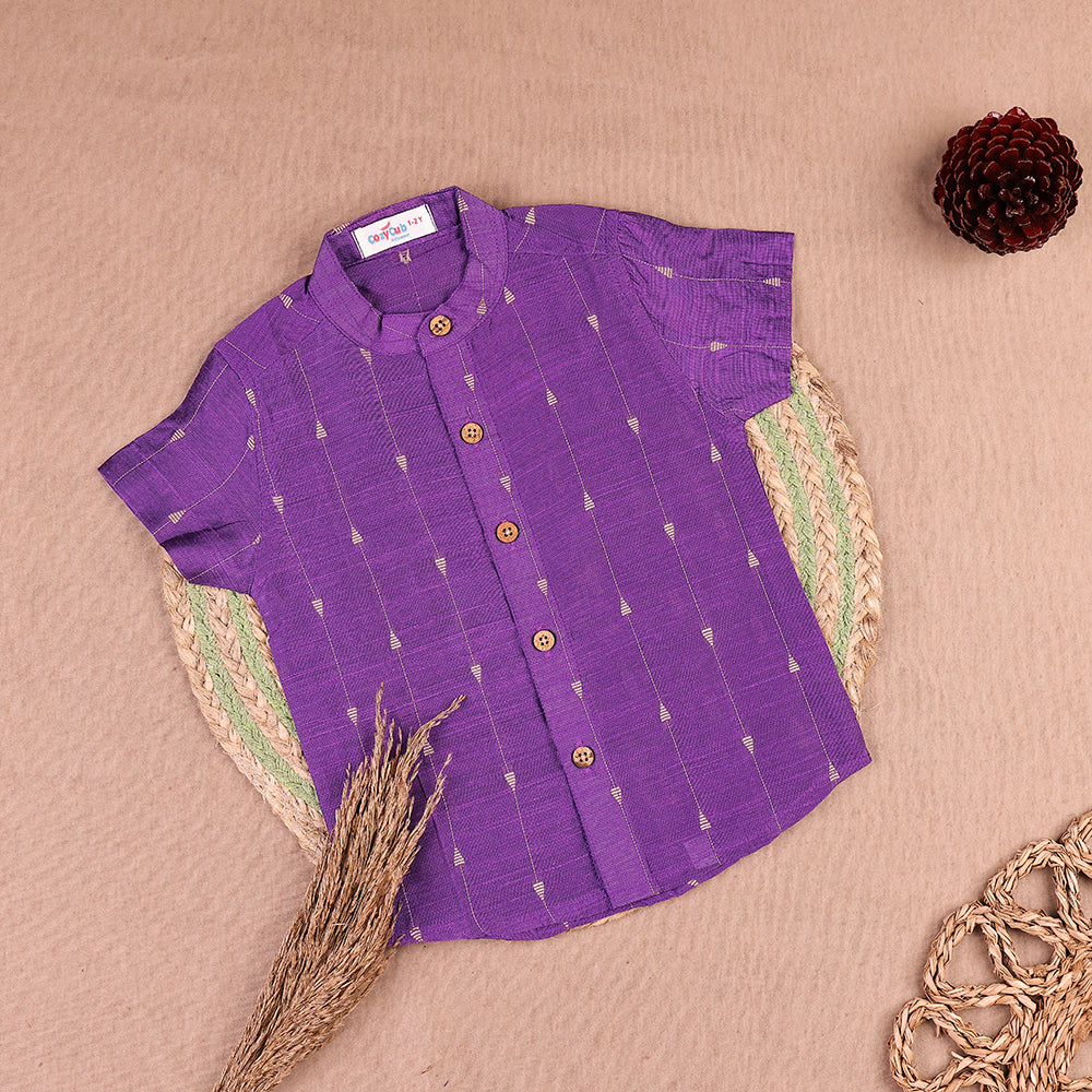 Vibrant Lavender Raw Silk Traditional Shirt only