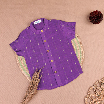 Vibrant Lavender Raw Silk Traditional Shirt only
