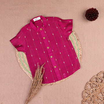 Rich Magenta Raw Silk Traditional Shirt only