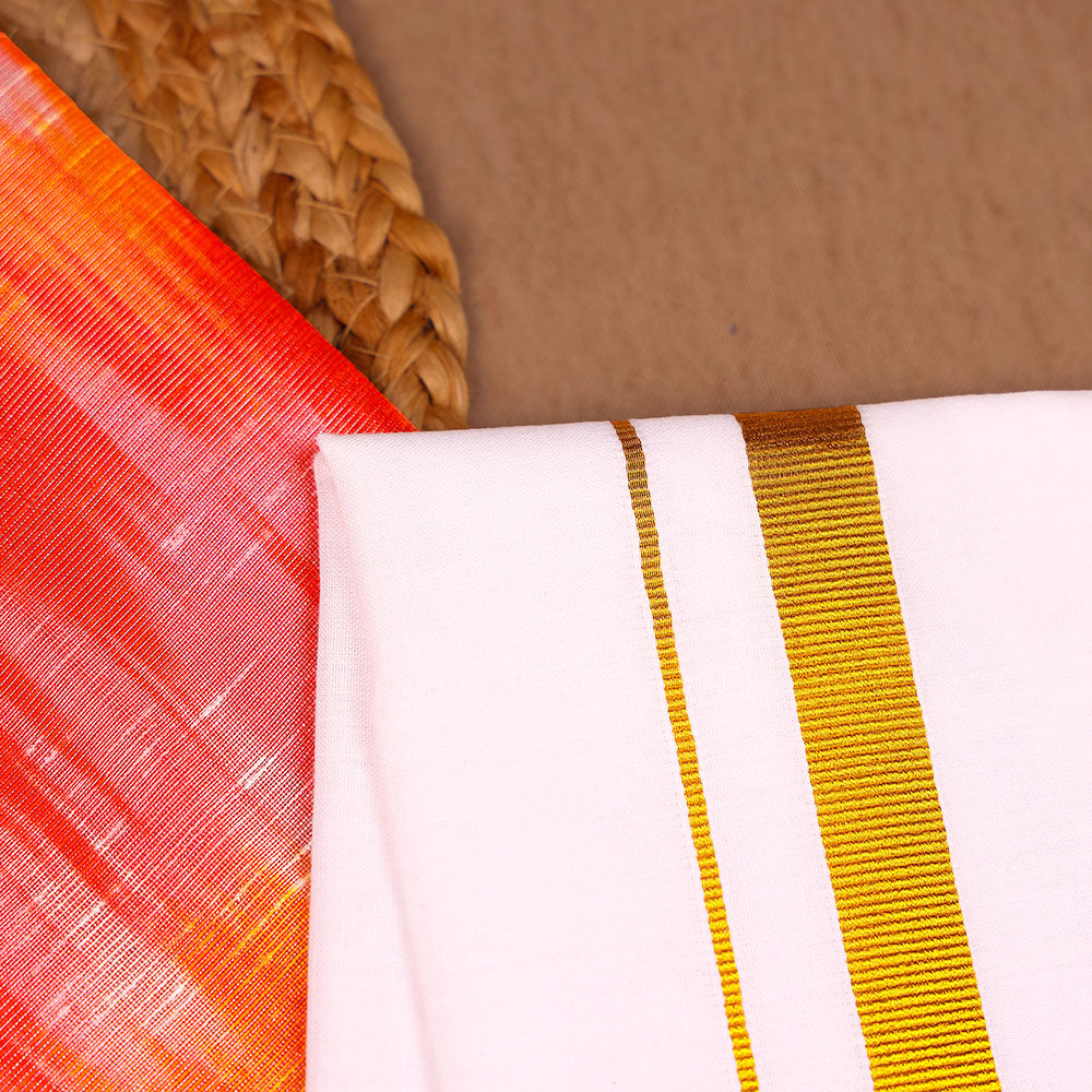 Shimmer Silk Tie-Dye Shirt with Dhoti Set – Red & Orange