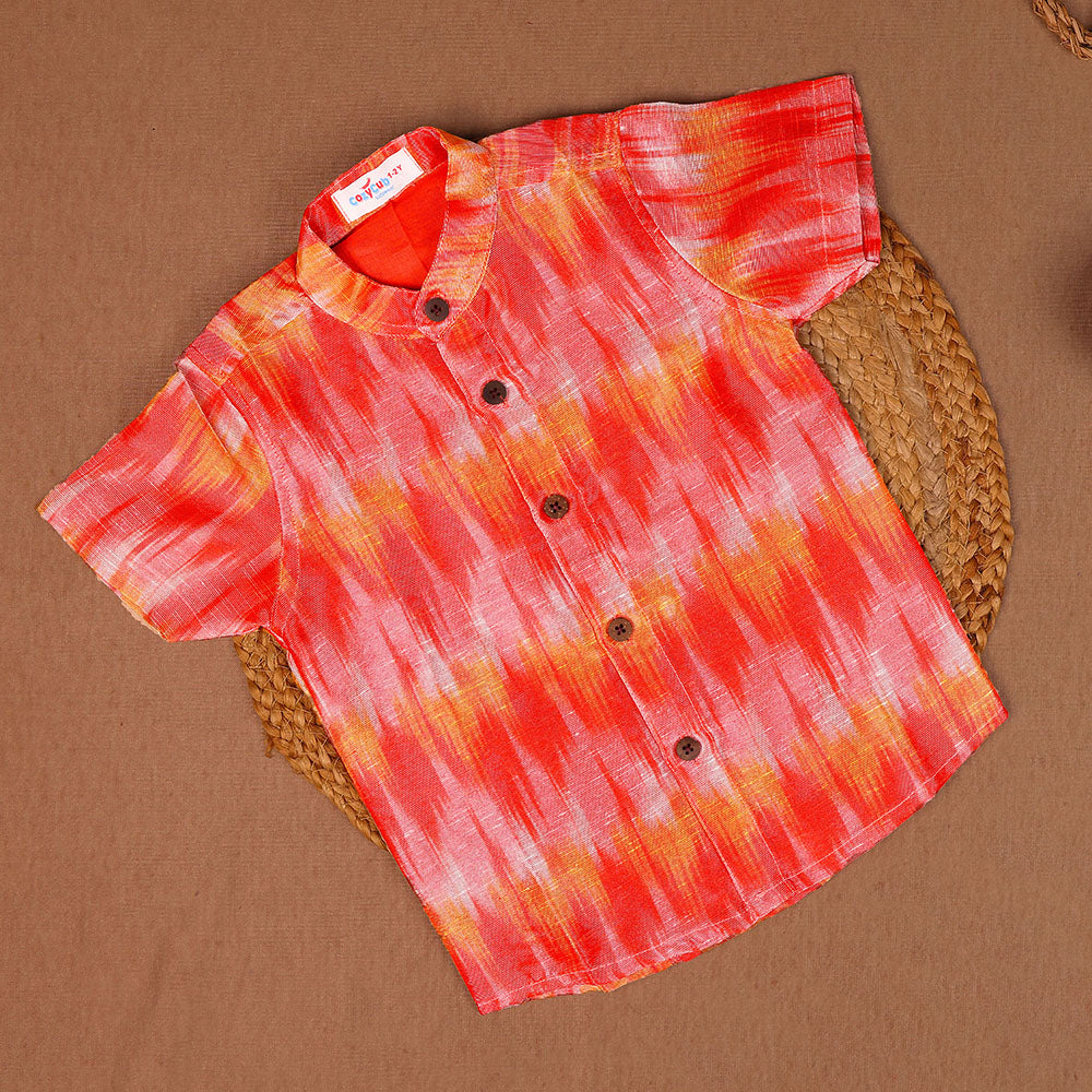 Shimmer Silk Tie-Dye Shirt only– Red & Orange