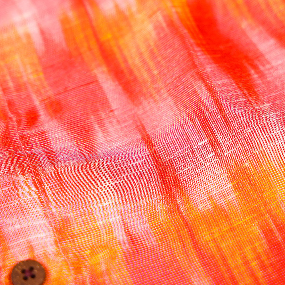 Shimmer Silk Tie-Dye Shirt with Dhoti Set – Red & Orange