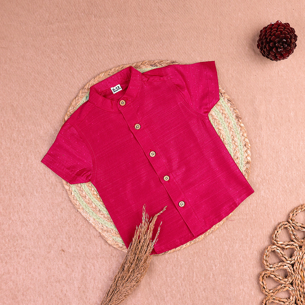 Classic Vibrant Pink Ethnic Shirt & Dhoti Set