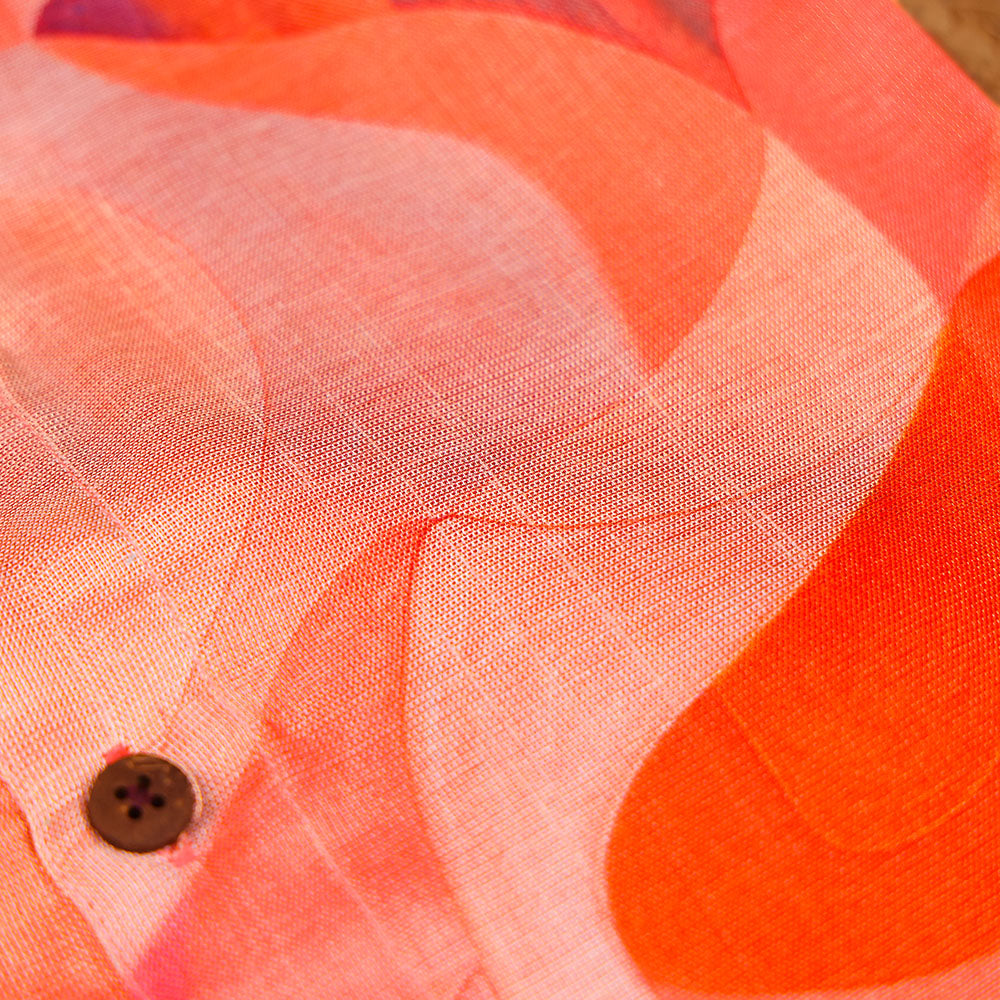 Shimmer Silk Abstract Print Shirt only – Coral & Orange