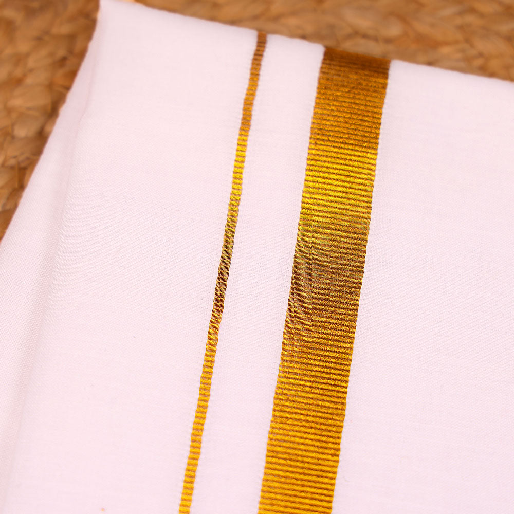 Boys Traditional White Dhoti with Golden Zari Border