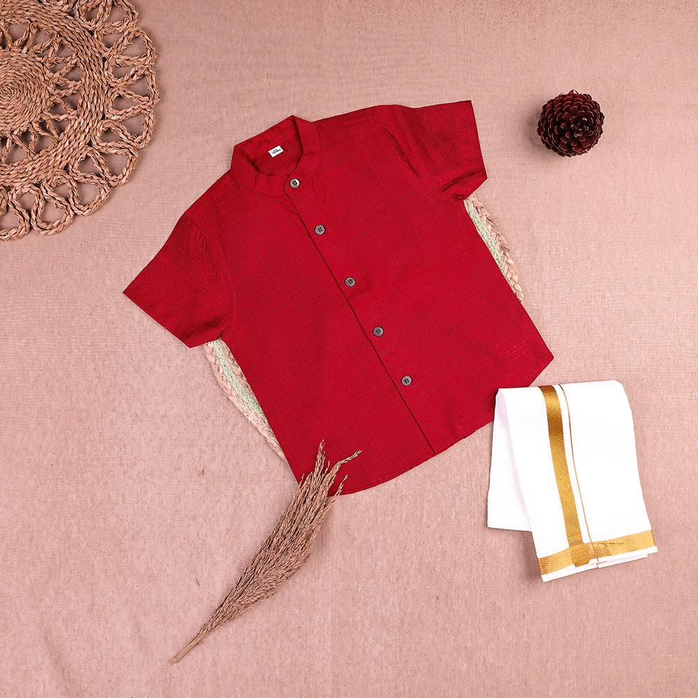 Royal Maroon Shirt & Dhoti Set