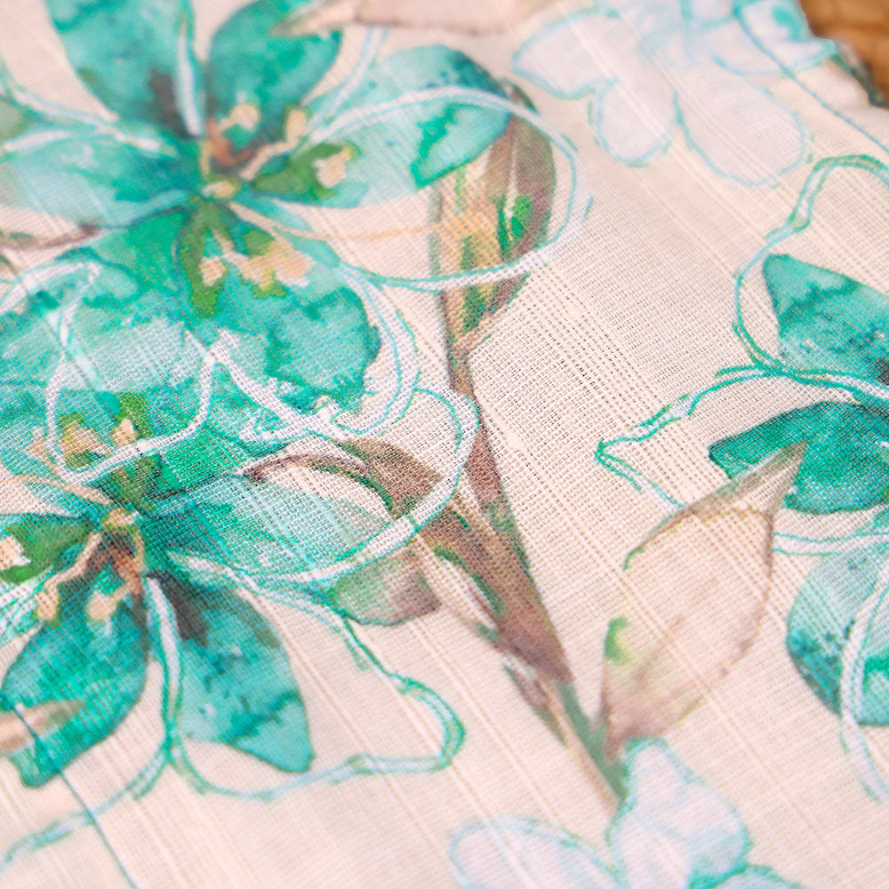 Teal Green & Floral - Panel Shirt & Dhoti Set