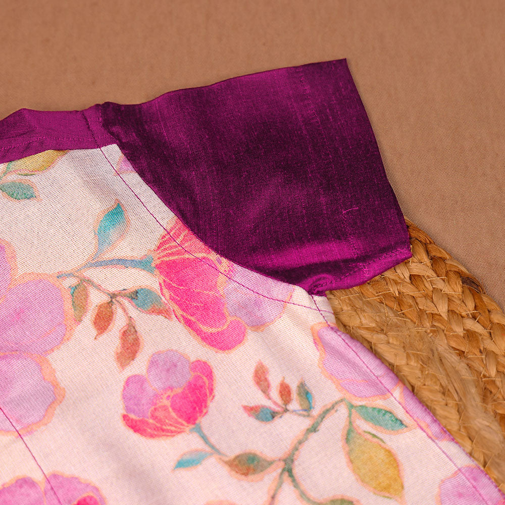 Royal Purple & Floral - Panel  Shirt & Dhoti Set