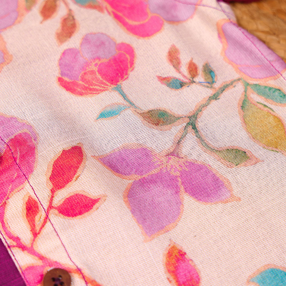 Royal Purple & Floral - Panel  Shirt & Dhoti Set
