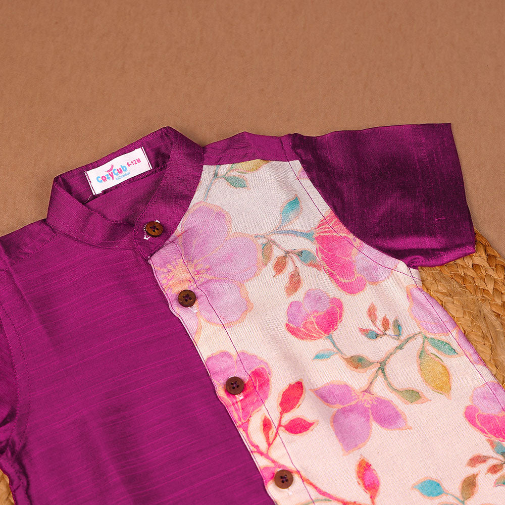 Royal Purple & Floral - Panel Shirt only
