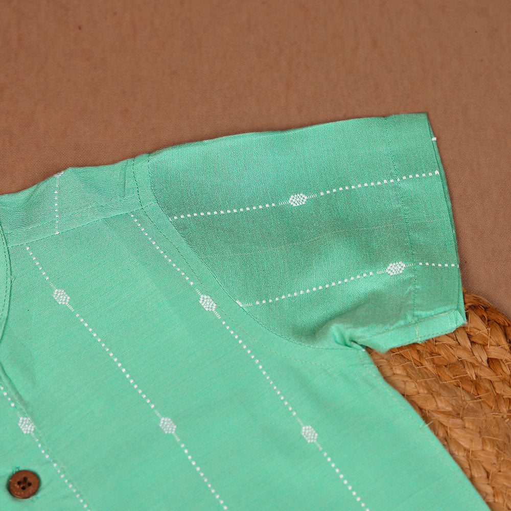 Classic Mint Green raw silk shirt & Dhoti Set