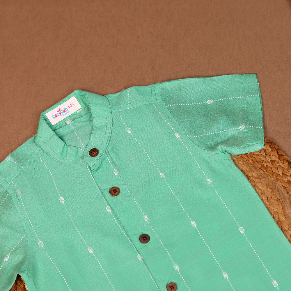 Classic Mint Green raw silk shirt only