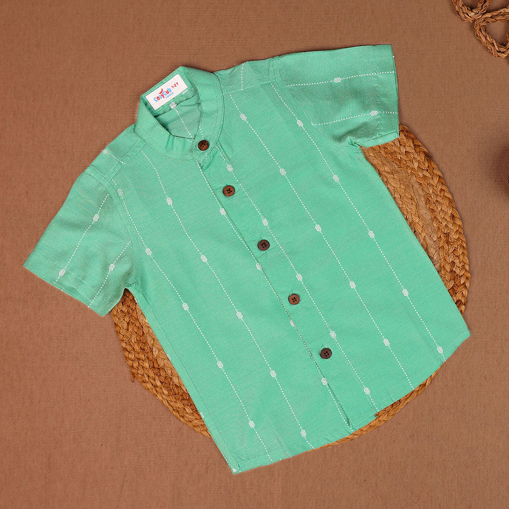 Classic Mint Green raw silk shirt & Dhoti Set