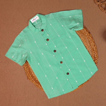Classic Mint Green raw silk shirt only