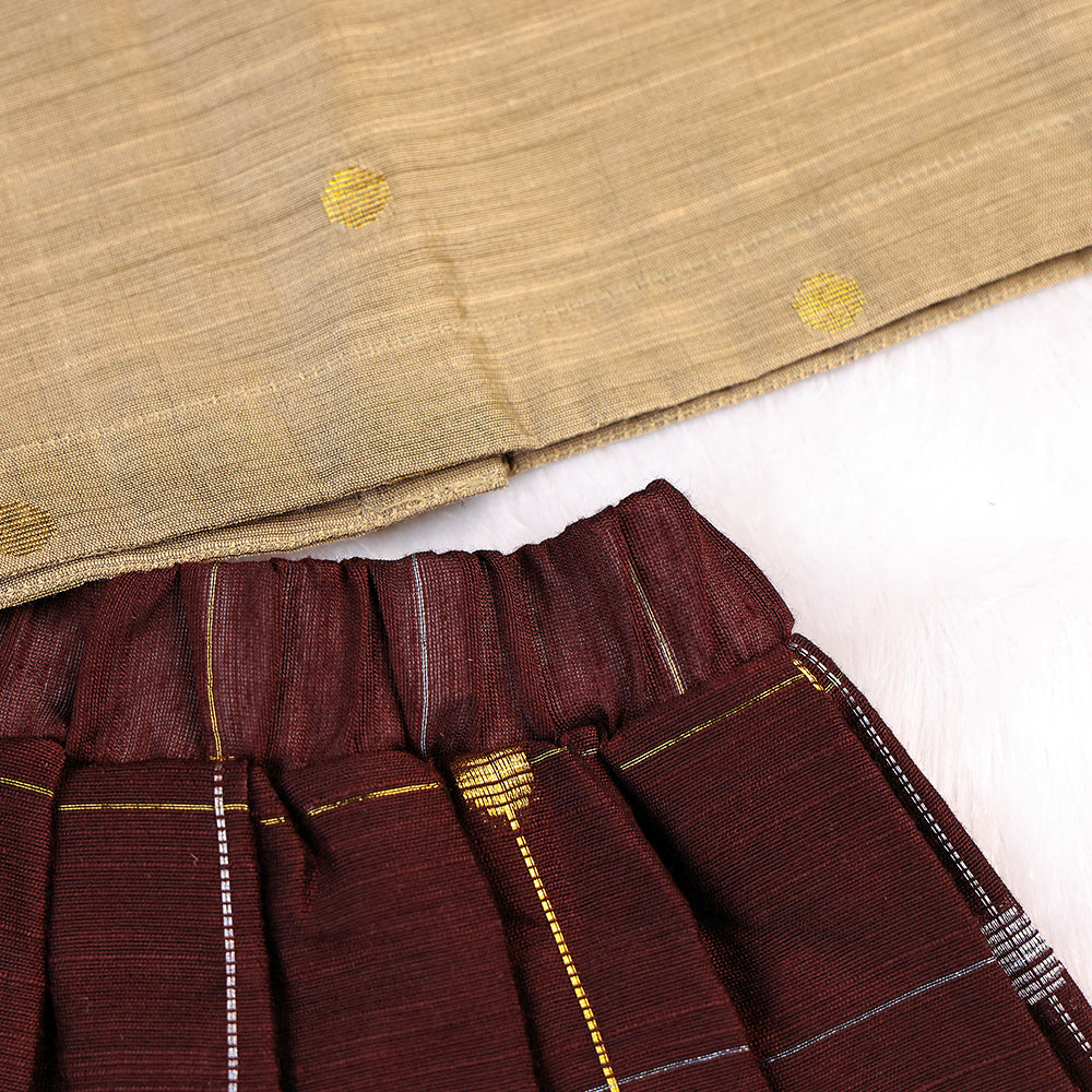 Earthy Elegance Raw Silk Skirt & Top Set