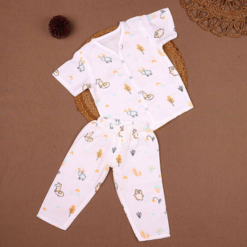 Forest Friends Muslin Night Suit Set – Baby/Toddler
