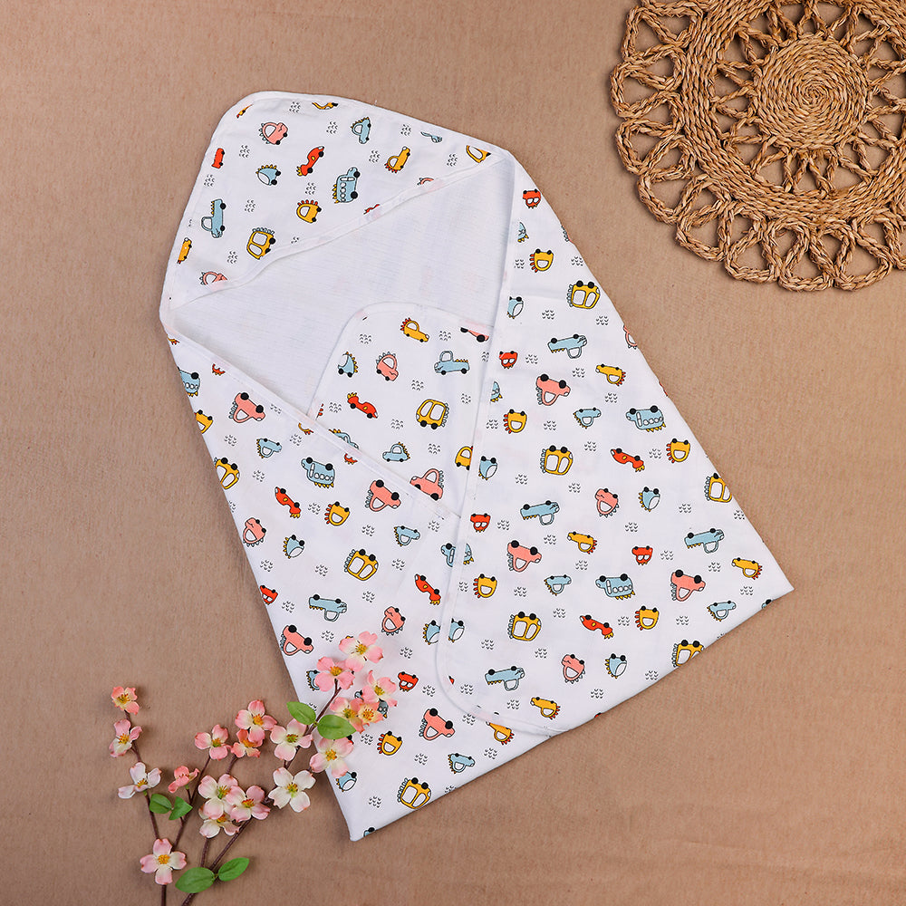 Playful Cars Hooded Baby Towel - Bath Time Made Fun