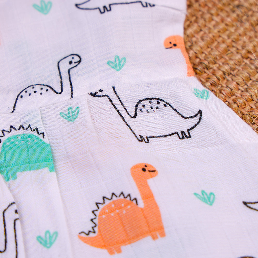 Playful Dinosaurs Two-Layered Organic Muslin Frock
