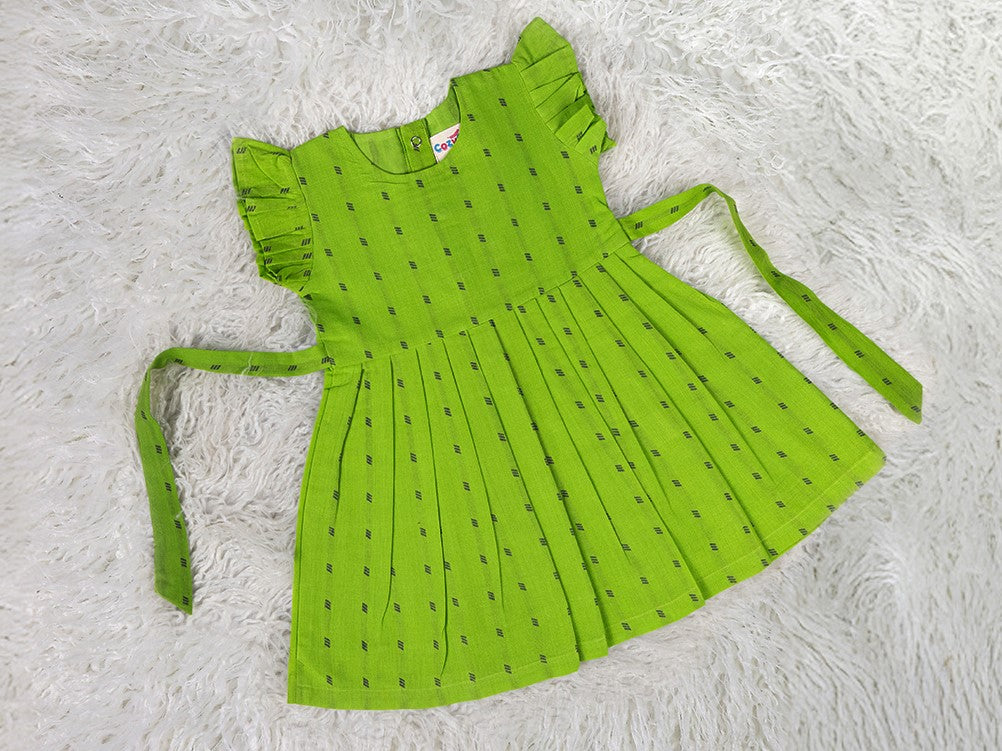 Vibrant Lime Green Cotton Frock