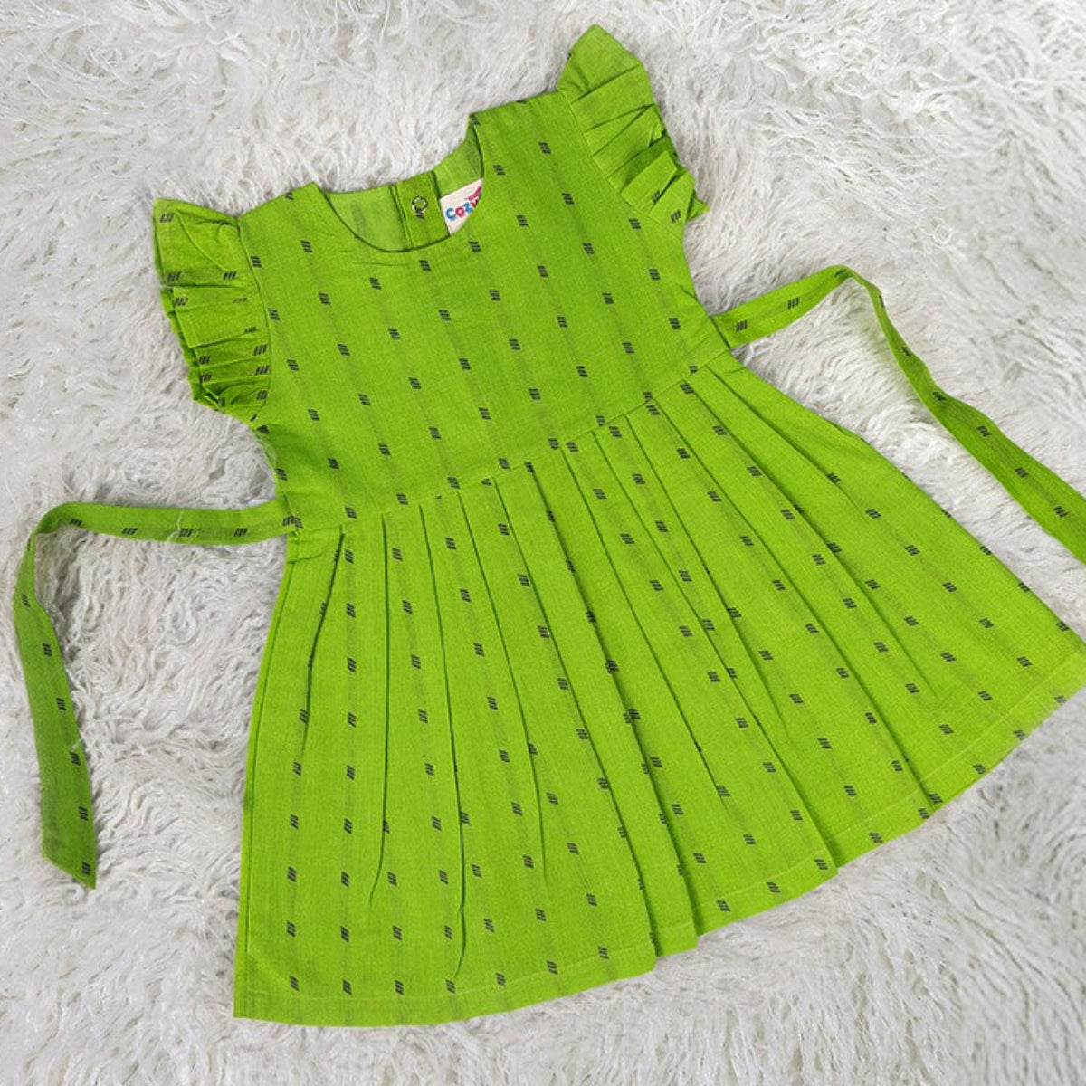Vibrant Lime Green Cotton Frock