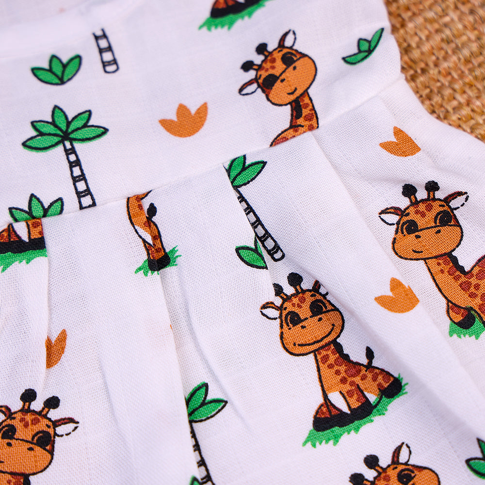 Cheerful Giraffes Two-Layered Organic Muslin Frock