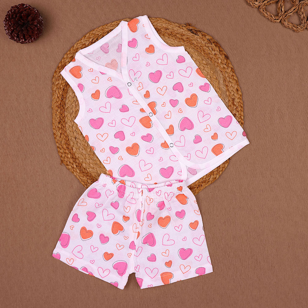Love Hearts Muslin Jabla & Shorts Set – Baby/Toddler