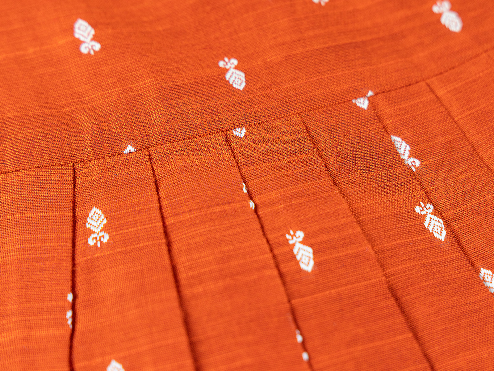 Rust Orange Raw Silk Frock with Soft Lining