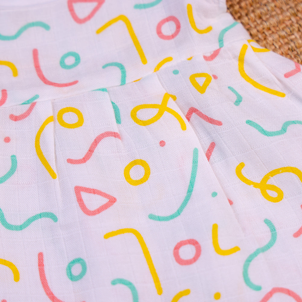 Vibrant Confetti Two-Layered Organic Muslin Frock