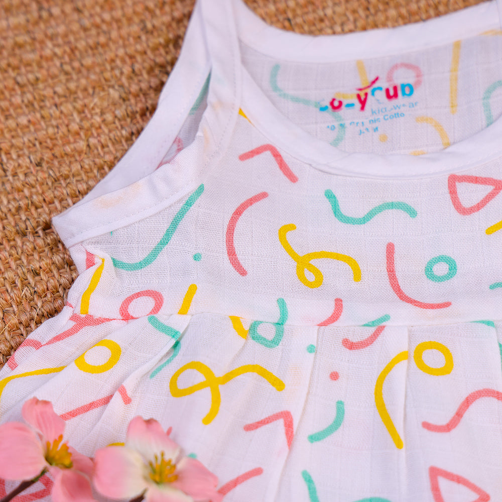 Vibrant Confetti Two-Layered Organic Muslin Frock