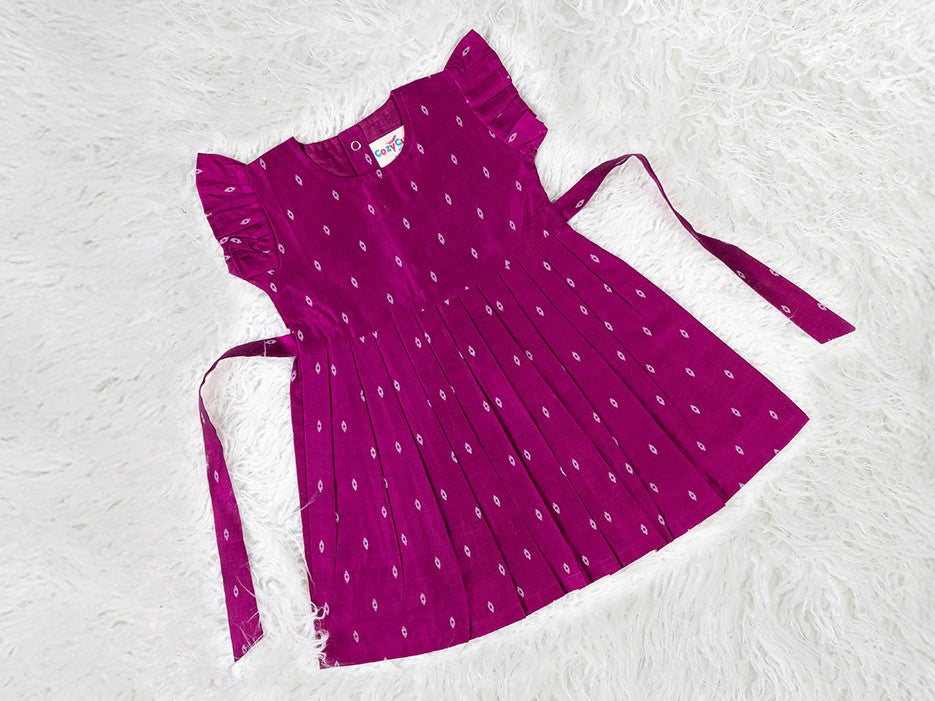 Magenta Raw Silk Frock with Soft Lining