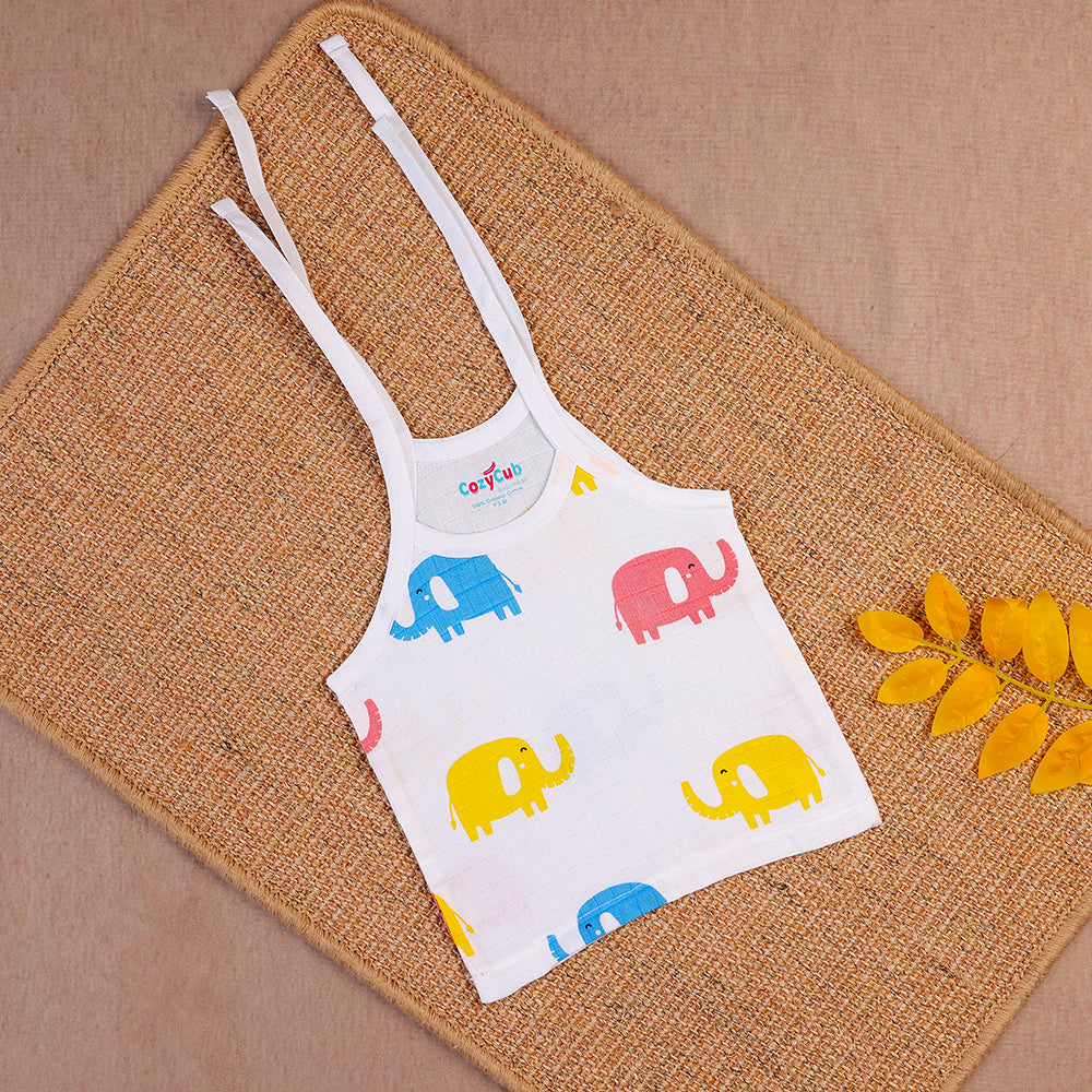Adorable Elephants Two-Layered Organic Muslin Knot Jabla