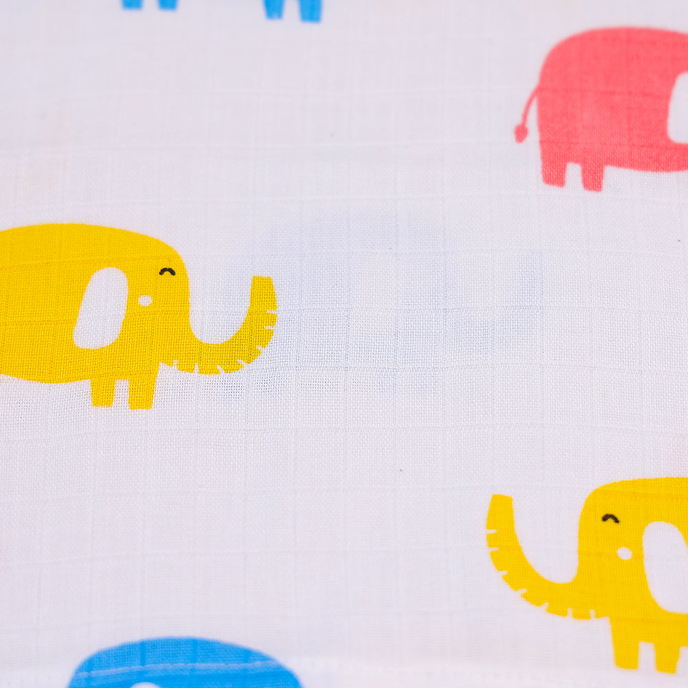 Adorable Elephants Two-Layered Organic Muslin Knot Jabla