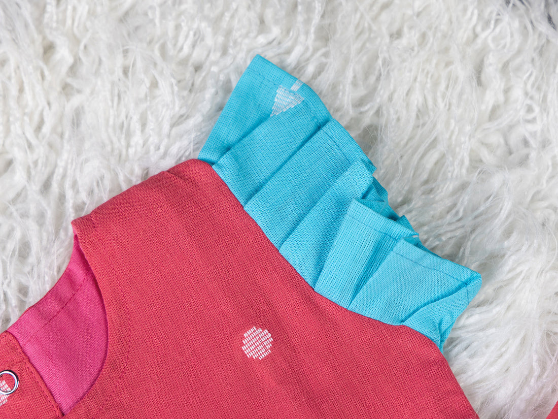 Pink and Sky Blue Frock with Lining