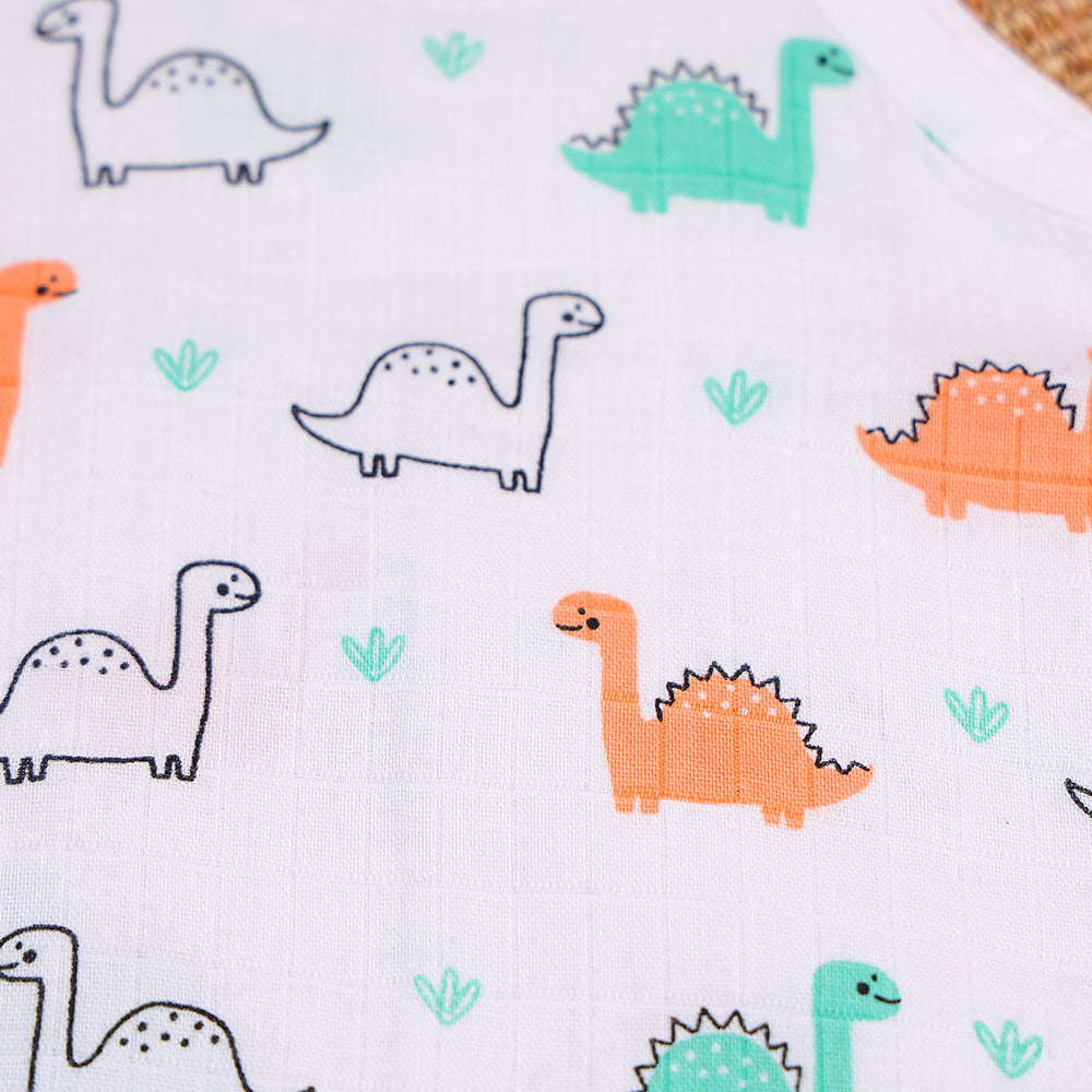 Playful Dinosaurs Two-Layered Organic Muslin Knot Jabla