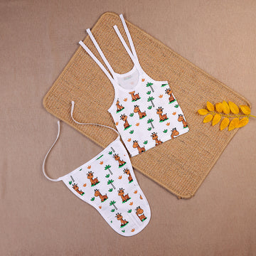 Cheerful Giraffes Two-Layered Organic Muslin Knot Jabla with Nappy Set