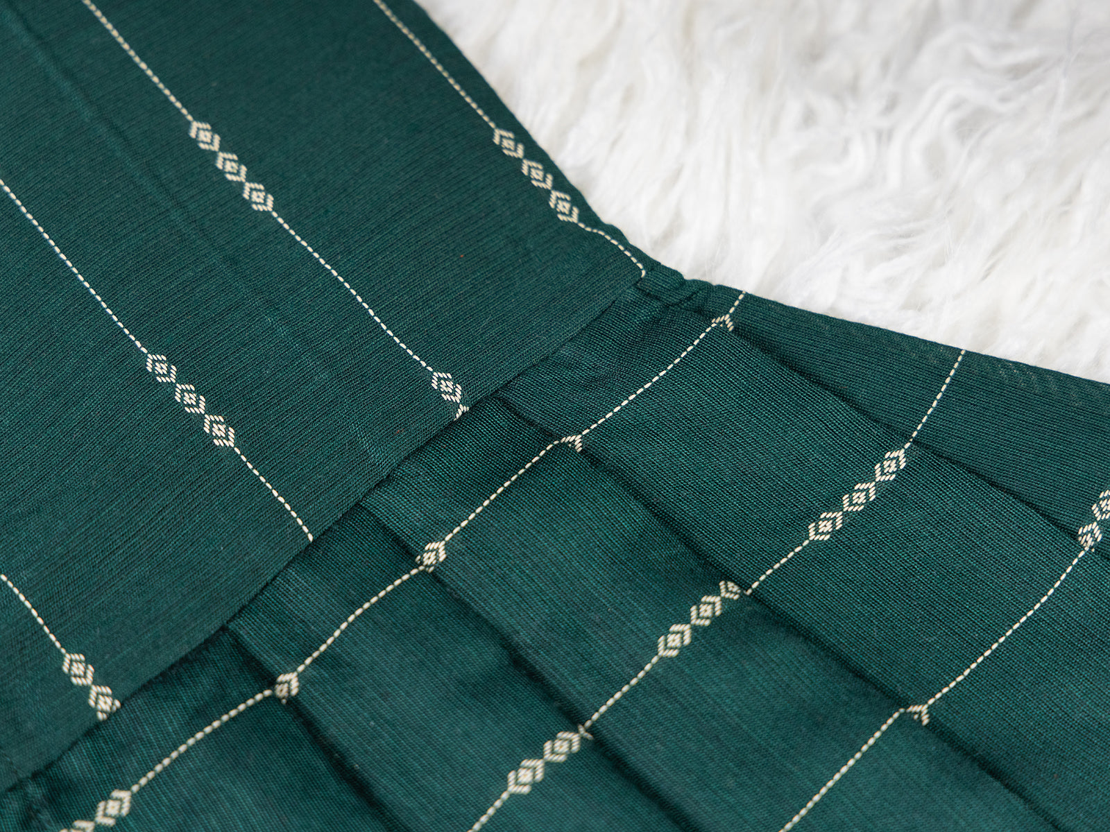 Bottle Green Raw Silk Frock with Lining
