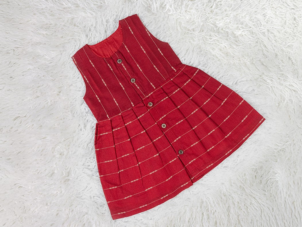 Maroon Raw Silk Frock with Lining