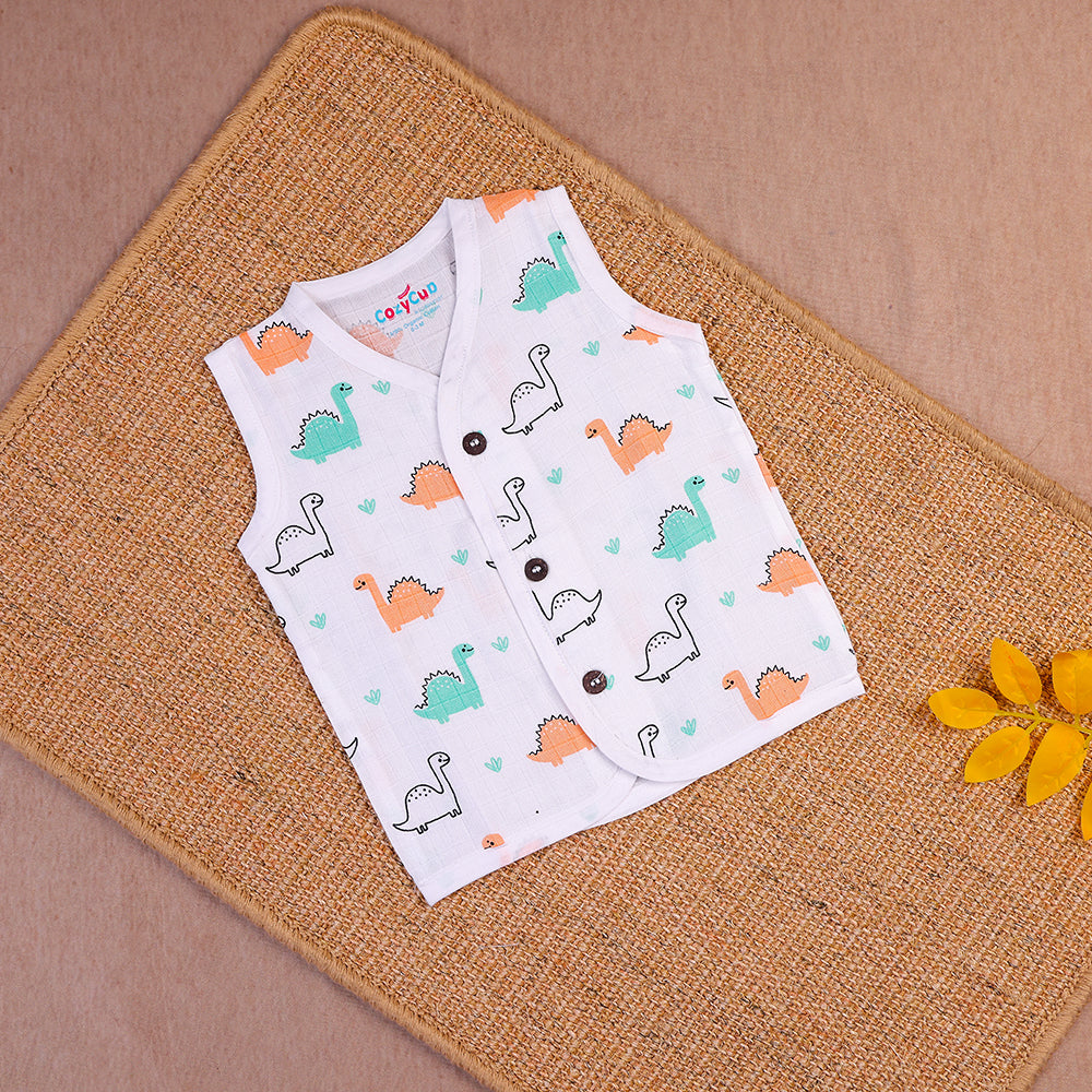 Playful Dinosaurs Two-Layered Organic Muslin Jabla