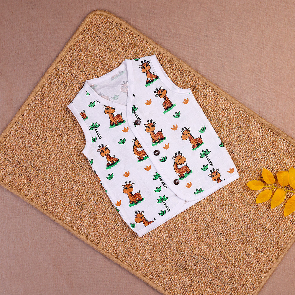 Cheerful Giraffes Two-Layered Organic Muslin Jabla