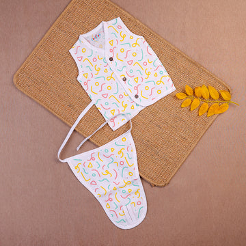 Vibrant Confetti Two-Layered Organic Muslin Jabla with Nappy Set
