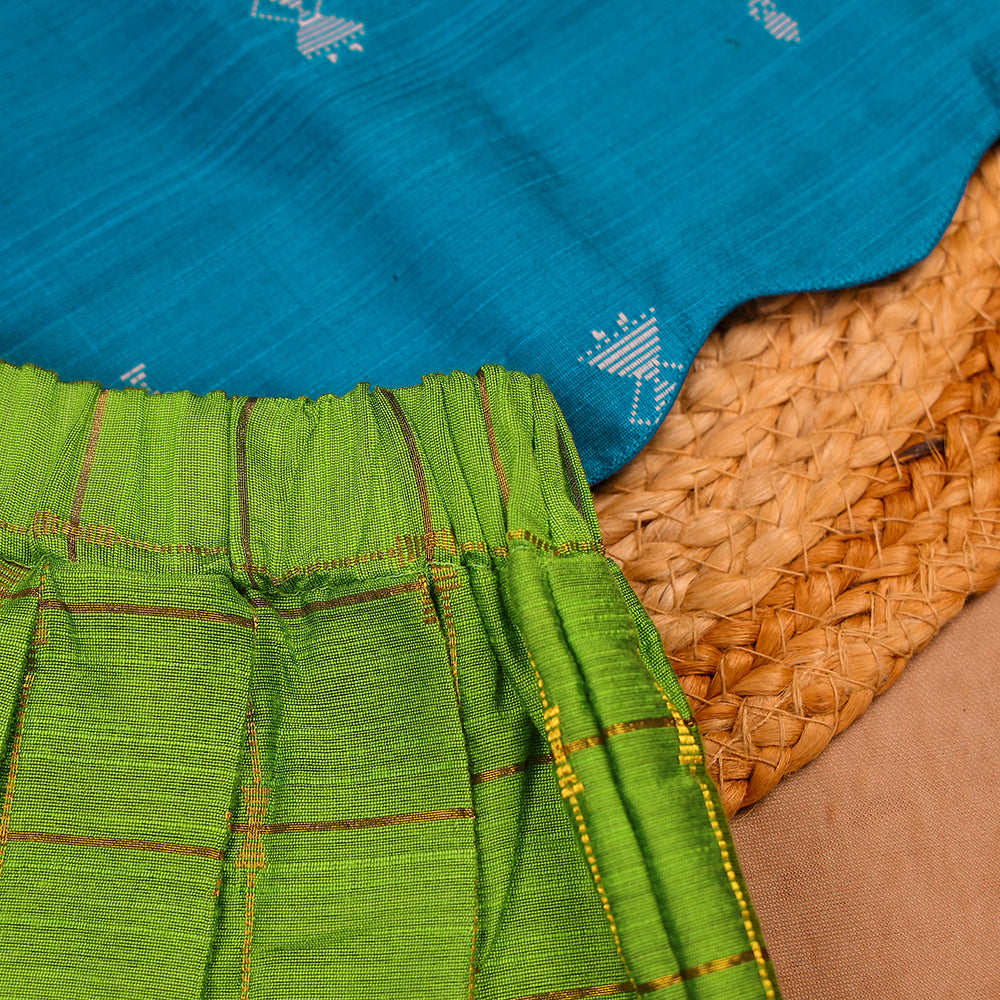 Aqua Blue & Lime Green Top and Skirt Set