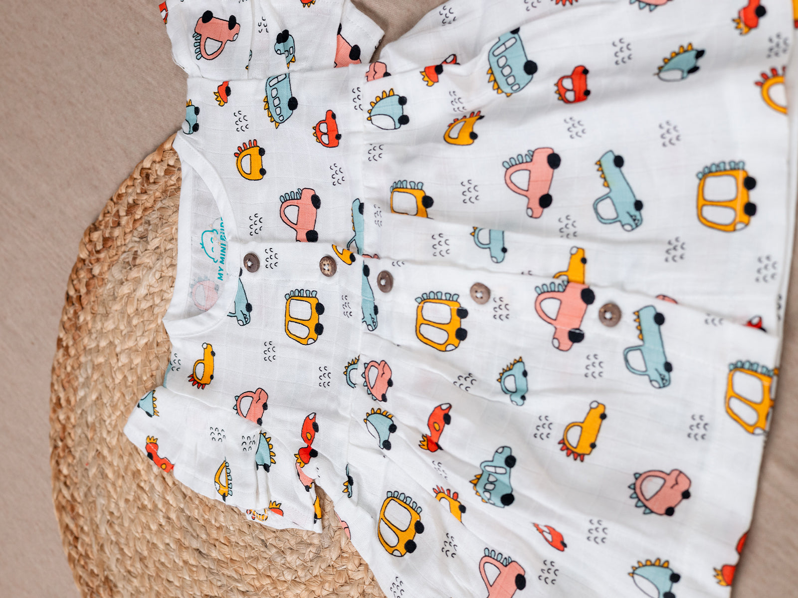 Adorable Cartoon Vehicles Frock