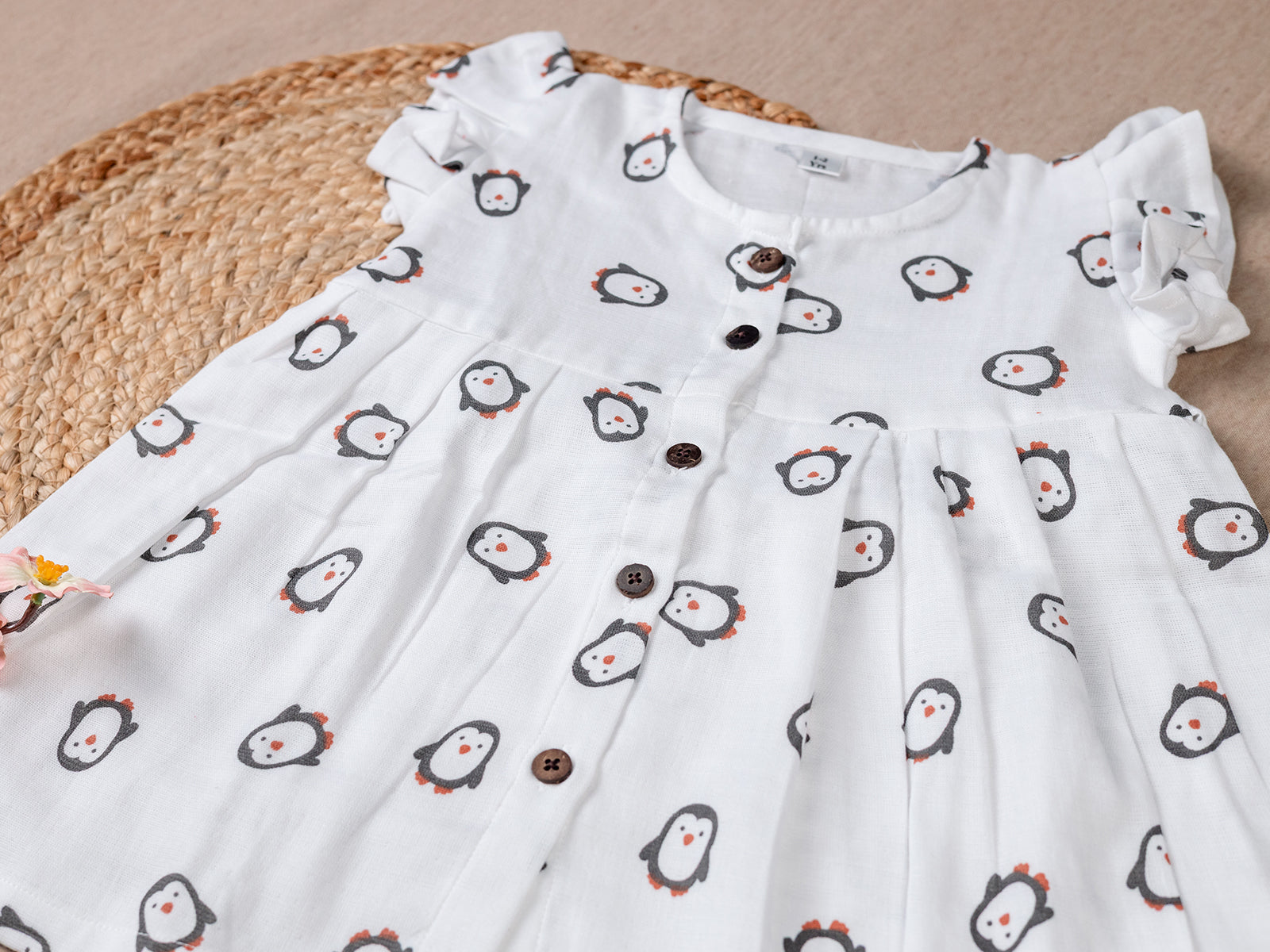 white with penquin Frock