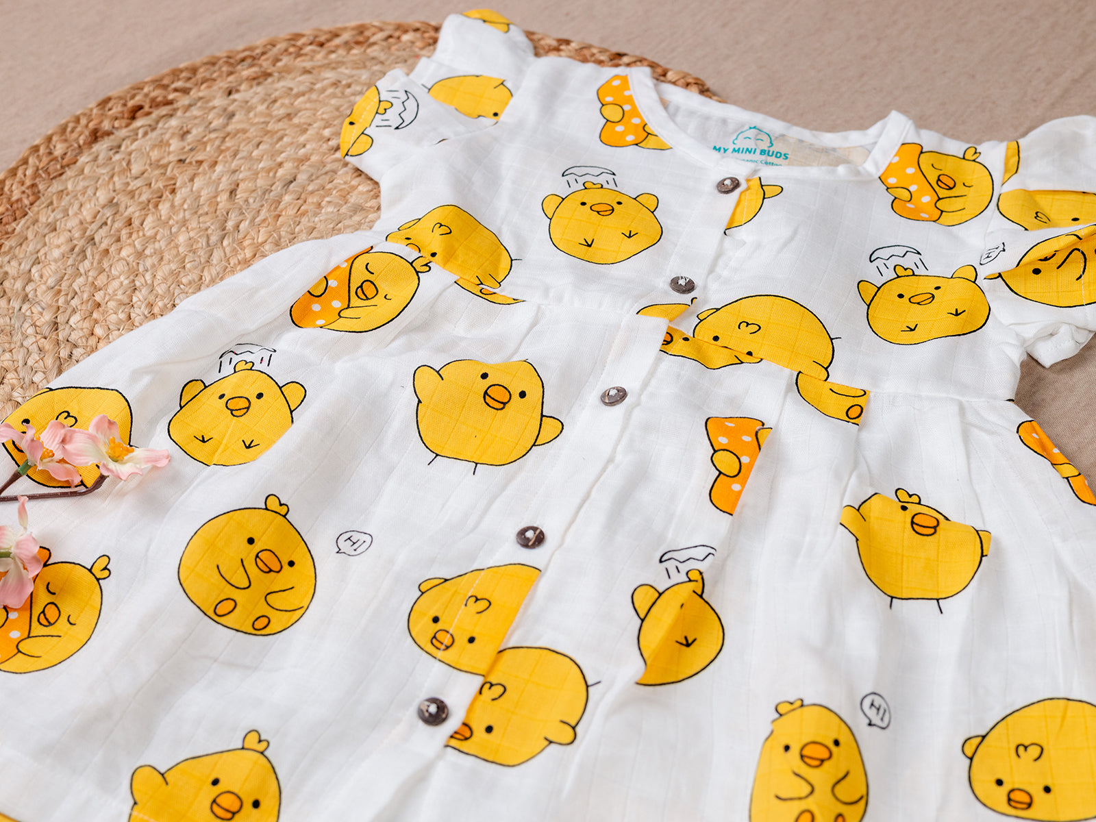 Yellow Kitty Cartoon Frock