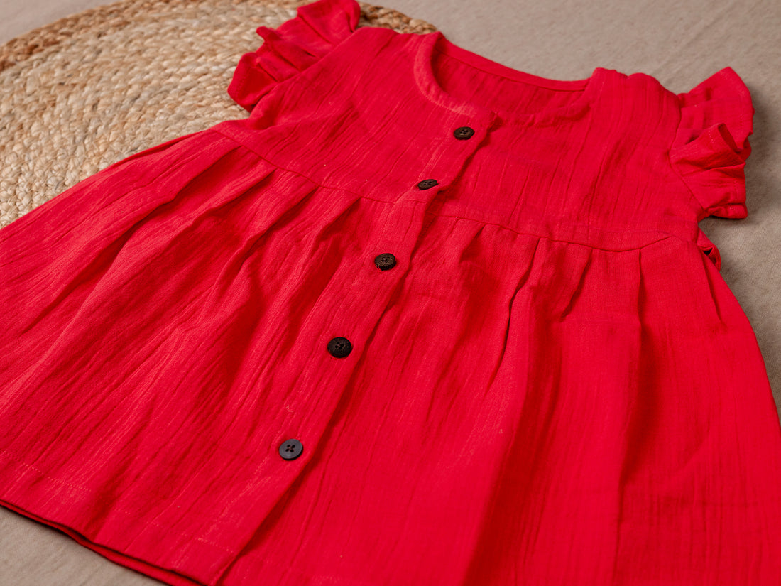 Vibrant Coral Red Frock