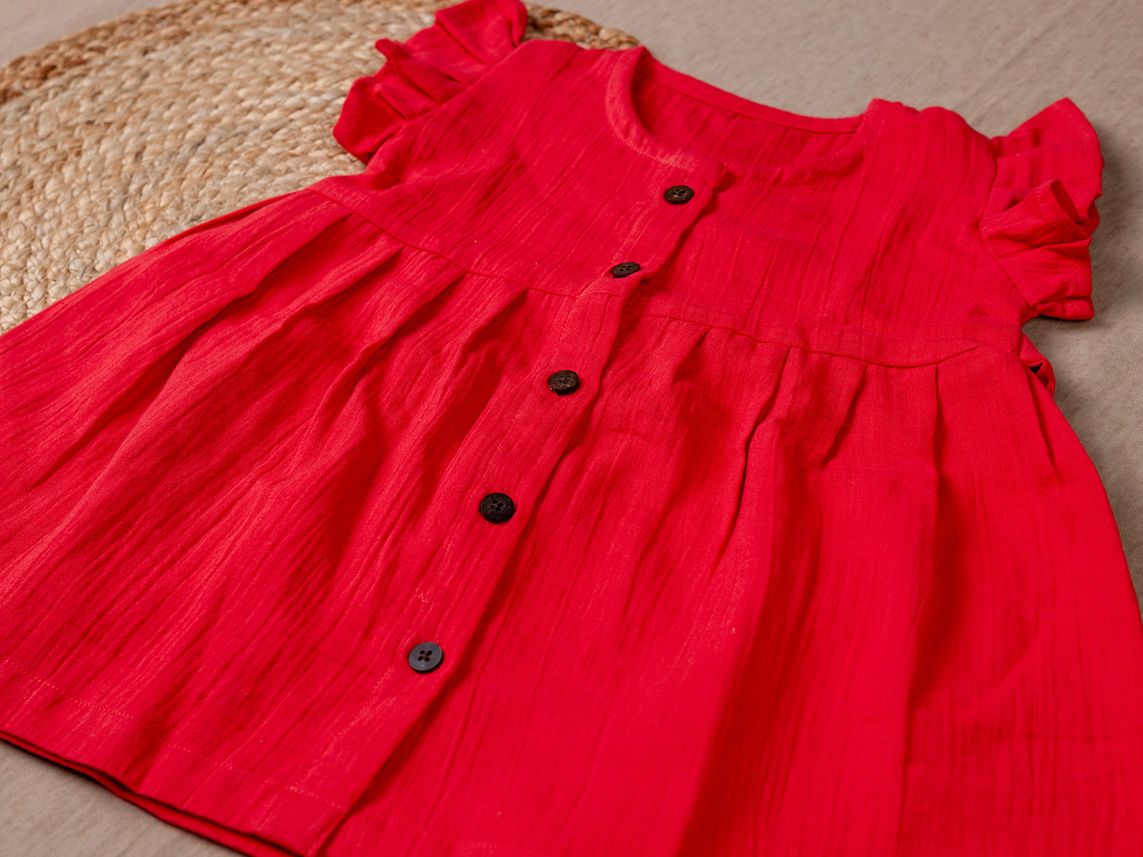 Vibrant Coral Red Frock