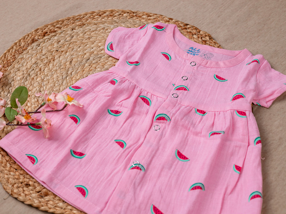 Pink Watermelon Frill Frock