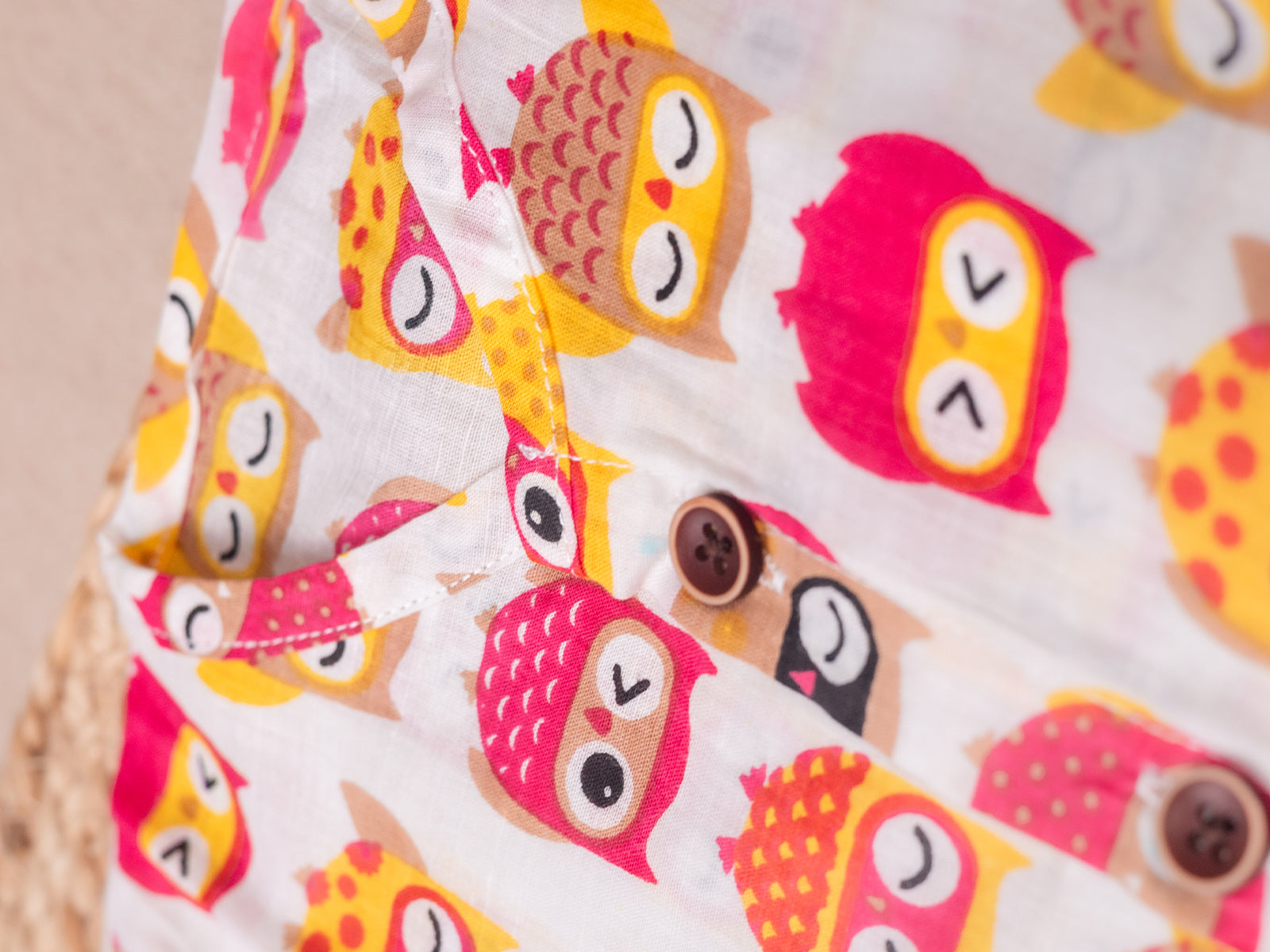 Adorable Owl Print Cotton Jabla Shorts Set